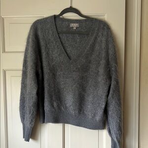 J. Crew Women's Gray V-Neck Mohair Blend Sweater